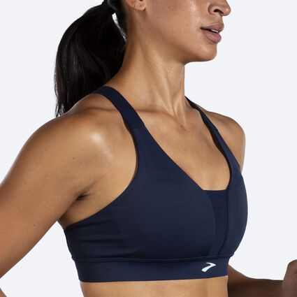 Movement angle (treadmill) view of Brooks Plunge Sports Bra for women