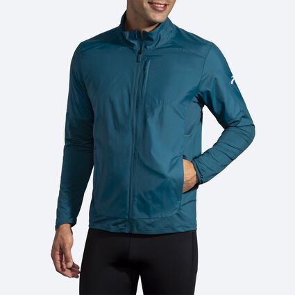 Model angle (relaxed) view of Brooks Fusion Hybrid Jacket for men