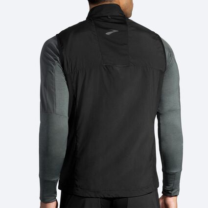 Model (back) view of Brooks Shield Hybrid Vest for men