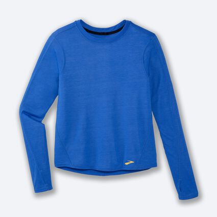 Laydown (front) view of Brooks Distance Long Sleeve for women
