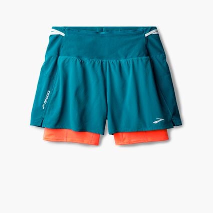 Vue couchée (avant) de Brooks High Point 3" 2-in-1 Short 2.0 pour femmes