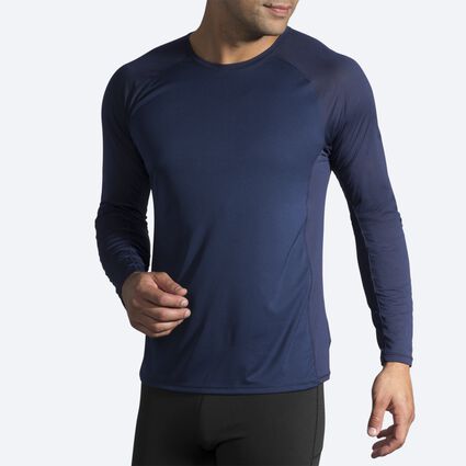 Model angle (relaxed) view of Brooks Stealth Long Sleeve for men