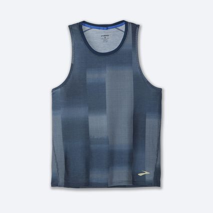 Laydown (front) view of Brooks Distance Graphic Tank for men