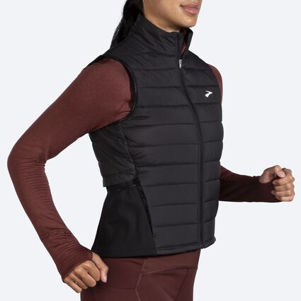 Movement angle (treadmill) view of Brooks Shield Hybrid Vest 2.0 for women