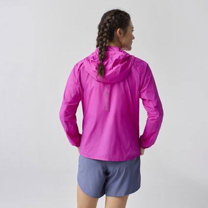 Model (back) view of Brooks Canopy Packable Jacket for women