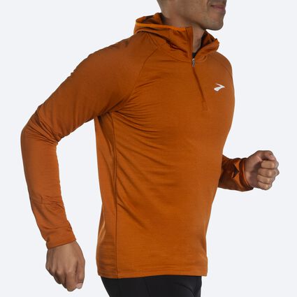 Movement angle (treadmill) view of Brooks Notch Thermal Hoodie 2.0 for men