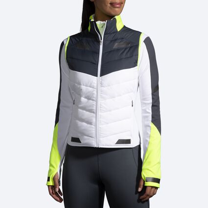 Model (front) view of Brooks Run Visible Insulated Vest for women