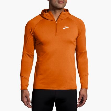 Model (front) view of Brooks Notch Thermal Hoodie 2.0 for men