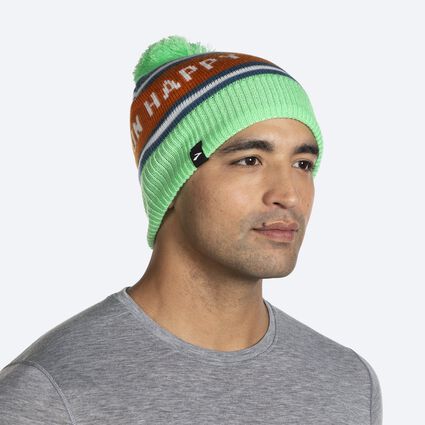 Model (front) view of Brooks Heritage Pom Beanie for unisex