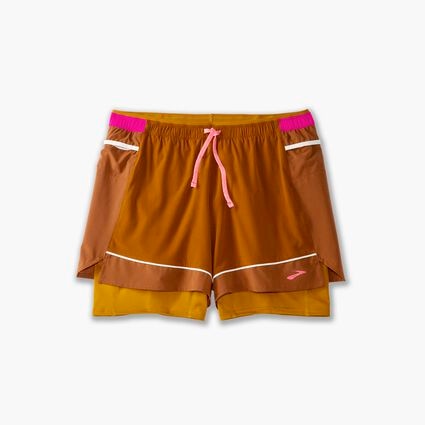 Laydown (front) view of Brooks High Point 3" 2-in-1 Short for women