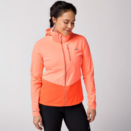 Model (front) view of Brooks High Point Waterproof Jacket 2 for women