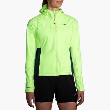 Model (front) view of Brooks High Point Waterproof Jacket for women