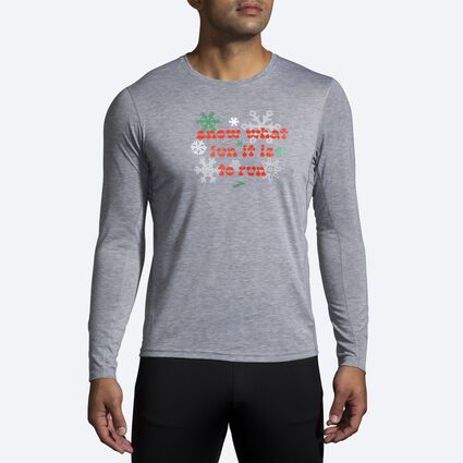 Model (front) view of Brooks Run Merry Distance Graphic LS for men
