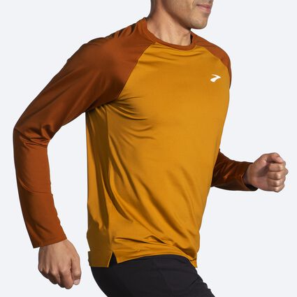 Movement angle (treadmill) view of Brooks Atmosphere Long Sleeve 2.0 for men