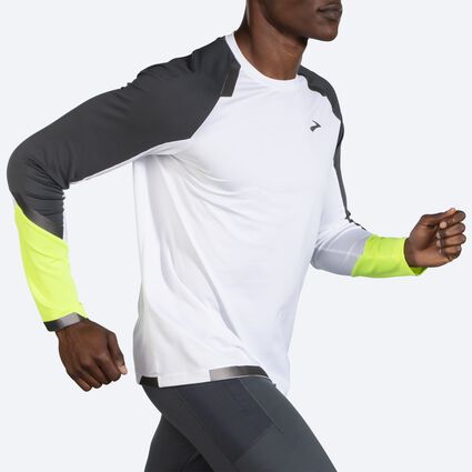 Movement angle (treadmill) view of Brooks Run Visible Long Sleeve for men