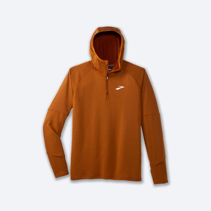 Laydown (front) view of Brooks Notch Thermal Hoodie 2.0 for men