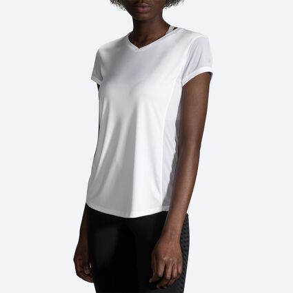 Model angle (relaxed) view of Brooks Stealth Short Sleeve for women