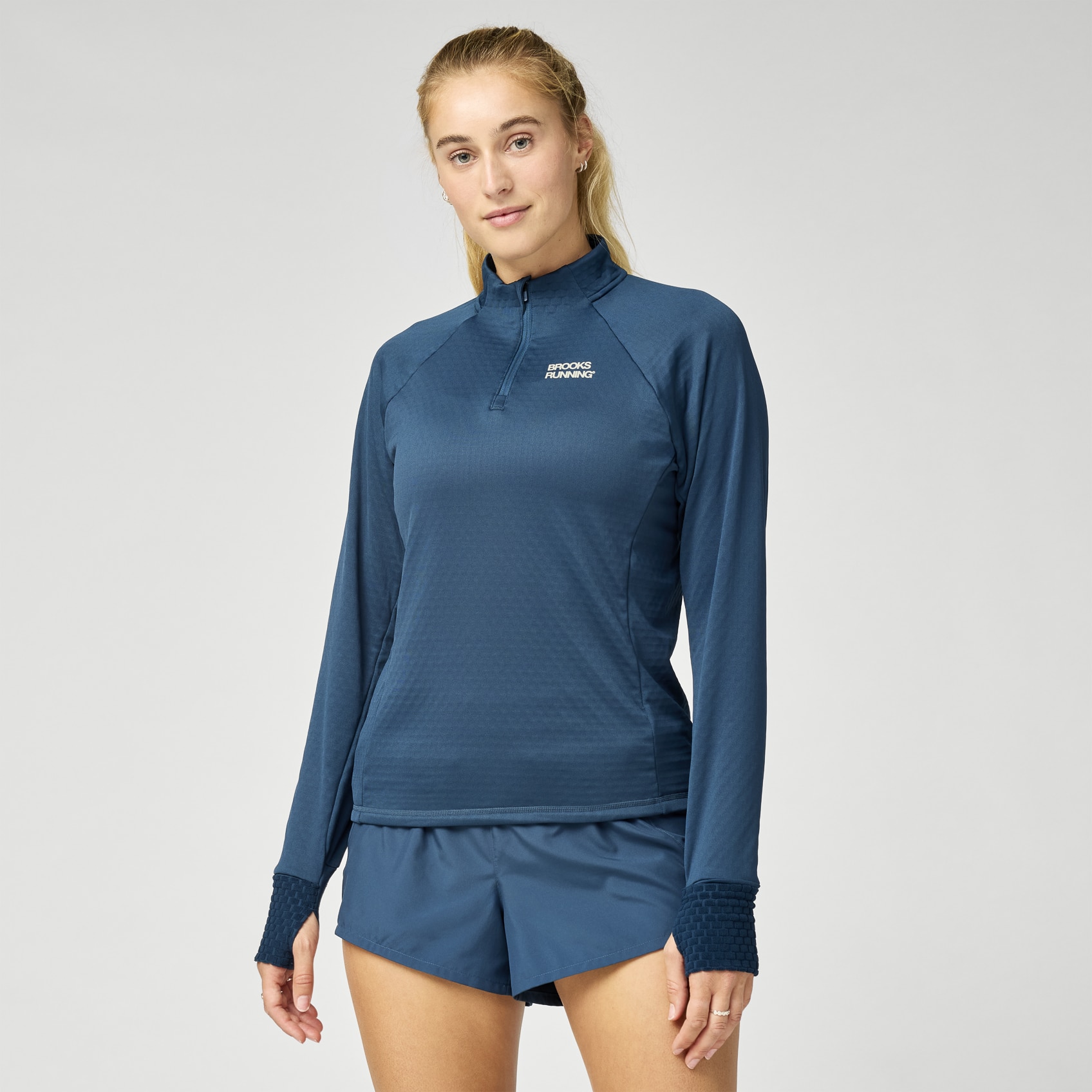 Brooks Running Women's Thermal Reflective 1/4 Zip In Blue