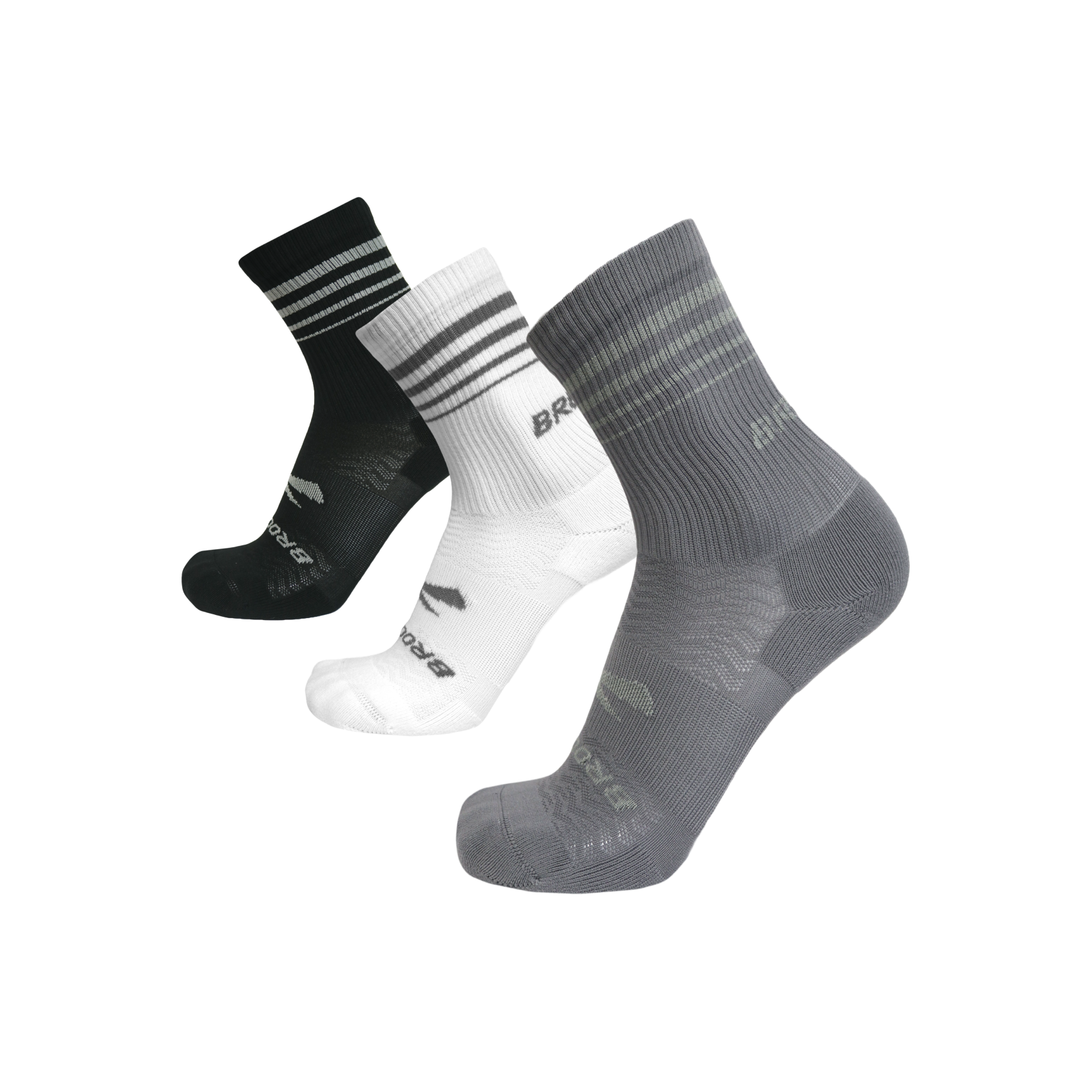 Brooks Running Unisex Run-in Crew 3-pack Running Socks
