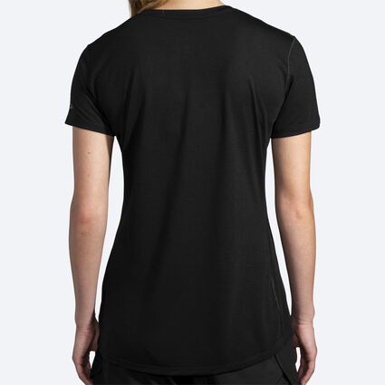 Model (back) view of Brooks Distance Graphic Tee for women