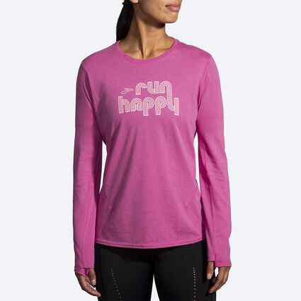 Model (front) view of Brooks Distance Long Sleeve 2.0 for women