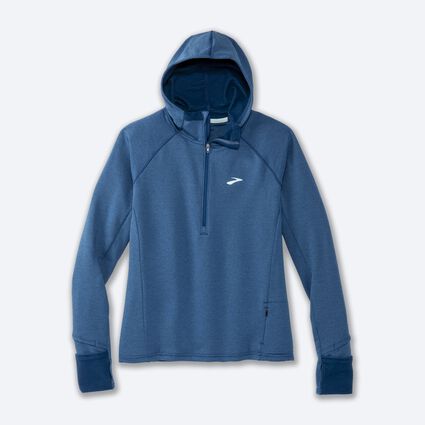 Laydown (front) view of Brooks Notch Thermal Hoodie 2.0 for women