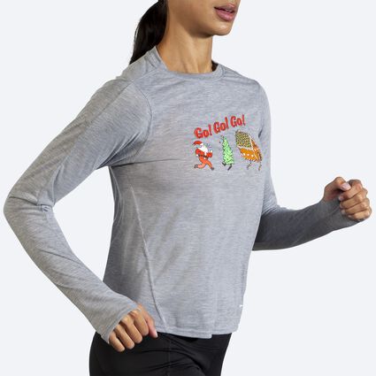 Movement angle (treadmill) view of Brooks Women's Run Merry Shirt for women