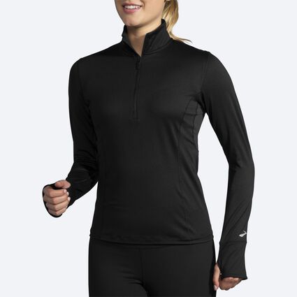 Model angle (relaxed) view of Brooks Dash 1/2 Zip for women