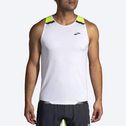 Model (front) view of Brooks Run Visible Tank for men