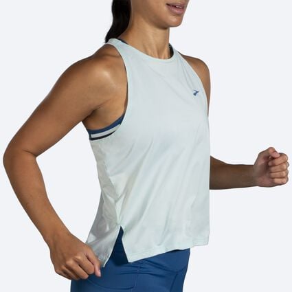 Movement angle (treadmill) view of Brooks Sprint Free Tank for women