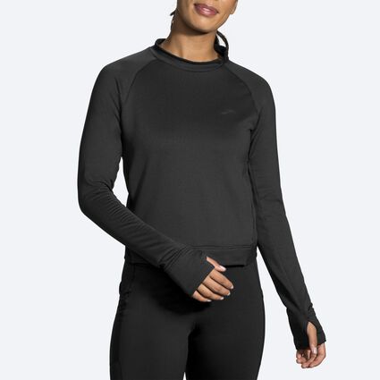 Model angle (relaxed) view of Brooks Notch Thermal Long Sleeve for women