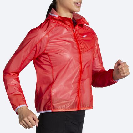 Movement angle (treadmill) view of Brooks All Altitude Jacket for women