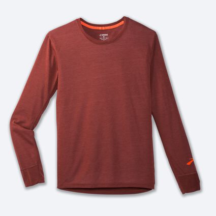 Laydown (front) view of Brooks Distance Long Sleeve for men