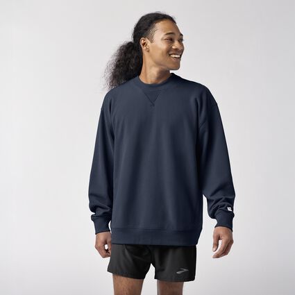 Model (front) view of Brooks The Crew Sweatshirt for unisex