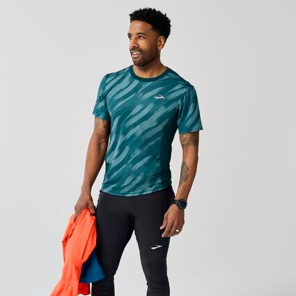 Movement angle (treadmill) view of Brooks Atmosphere Short Sleeve 3.0 for men