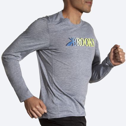 Movement angle (treadmill) view of Brooks Distance Long Sleeve 3.0 for men
