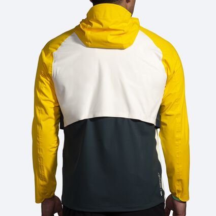 Model (back) view of Brooks High Point Waterproof Jacket for men