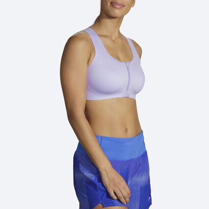 Model angle (relaxed) view of Brooks Zip 2.0 Sports Bra for women
