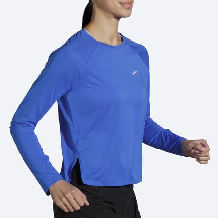 Movement angle (treadmill) view of Brooks Sprint Free Long Sleeve for women