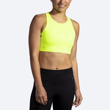 Model angle (relaxed) view of Brooks 3 Pocket Sports Bra for women
