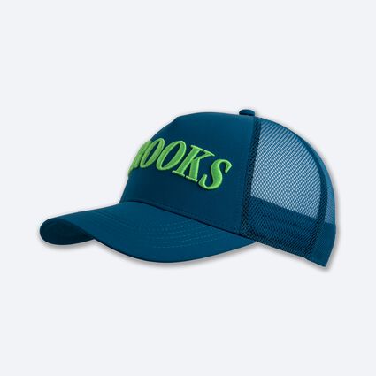 Laydown (front) view of Brooks Surge Trucker Hat for unisex