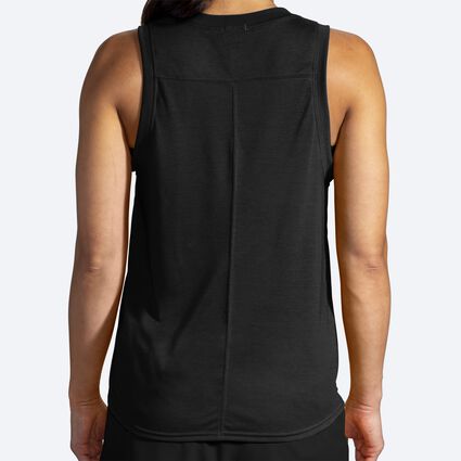 Model (back) view of Brooks Distance Graphic Tank for women