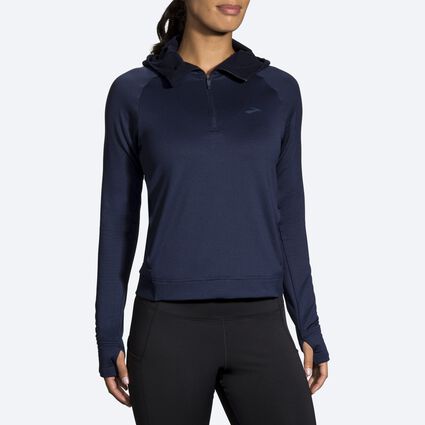 Model (front) view of Brooks Notch Thermal Hoodie for women