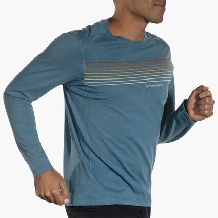 Movement angle (treadmill) view of Brooks Distance Long Sleeve 2.0 for men