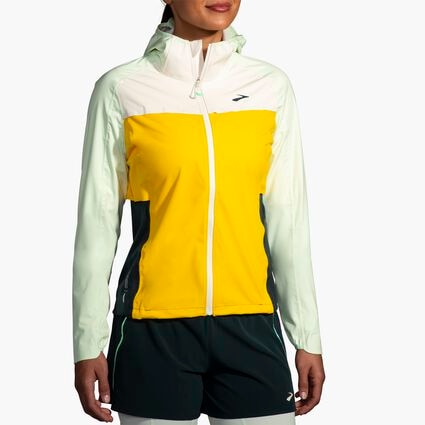 Model (front) view of Brooks High Point Waterproof Jacket for women
