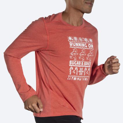 Movement angle (treadmill) view of Brooks Distance Long Sleeve 2.0 for men