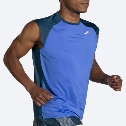 Movement angle (treadmill) view of Brooks Run Within Sleeveless for men