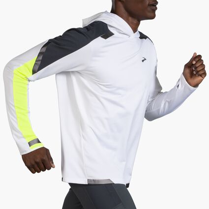 Movement angle (treadmill) view of Brooks Run Visible Thermal Hoodie for men