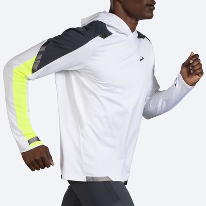 Movement angle (treadmill) view of Brooks Run Visible Thermal Hoodie for men