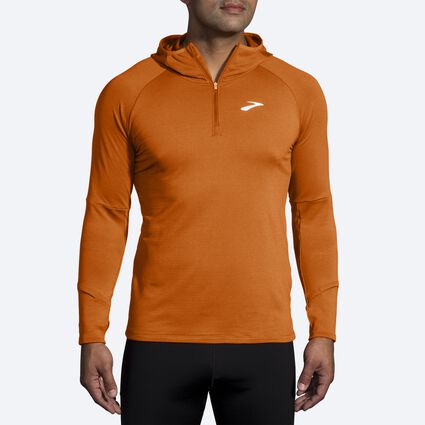 Model (front) view of Brooks Notch Thermal Hoodie 2.0 for men